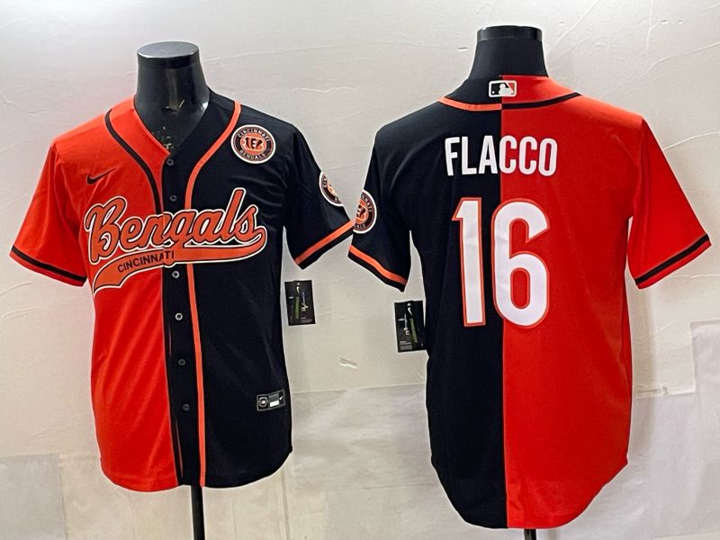 Men Cincinnati Bengals #16 Flacco black Orange Joint Name 2025 Nike Limited NFL Jersey style 1->->